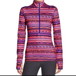 Nike Pro Dry Fit Hyperwarm 8 Bit 1/2 Zip Purple Geometric Athletic Top Size S